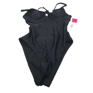 Xhilaration Junior's Size XS 00 Shirred Underwire One Piece Swim Suit Black New
